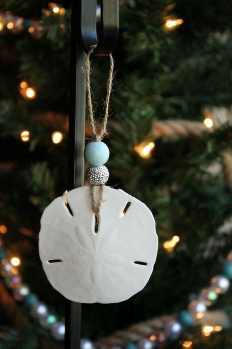 Sand Dollar Craft, Sand Dollar Art, Nautical Christmas Ornaments, Beach Christmas Trees, Sand Dollar Ornament, Seashell Christmas Ornaments, Beach Christmas Ornaments, Coastal Ornament, Coastal Christmas Tree