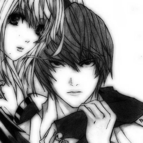 Light Yagami Matching Pfp, Emo Matching Pfp Couple, Misa Light, Emo Pfp Aesthetic, Cute Emo Couples, Light And Misa, Emo Couples, Y2k Profile Picture, Match Profile