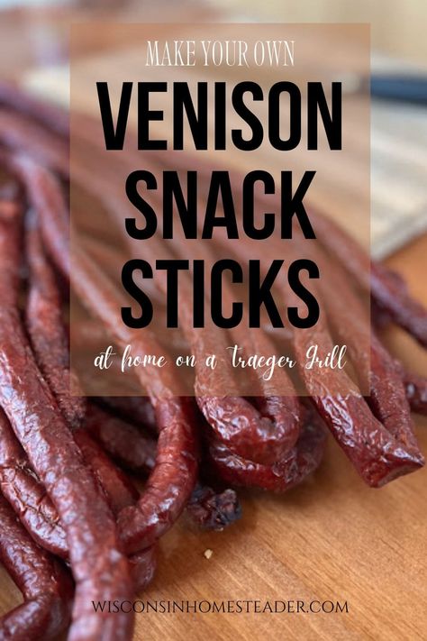 How to Make Venison Snack Sticks on a Traeger Grill Deer Meat Snack Sticks, Homemade Beef Sticks How To Make, Homemade Slim Jims, Elk Snack Sticks, Processing Elk Meat, Snack Sticks Smoked, Homemade Meat Sticks, Diy Beef Sticks, Homemade Beef Sticks