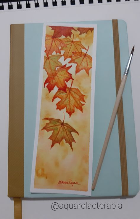 Fall Watercolor Bookmarks, Autumn Leaves Drawing, Autumn Bookmark, Handmade Bookmarks Diy, Art Tutorials Watercolor, Creative Bookmarks, Zen Doodle Art, Watercolor Bookmarks, Diy Watercolor Painting