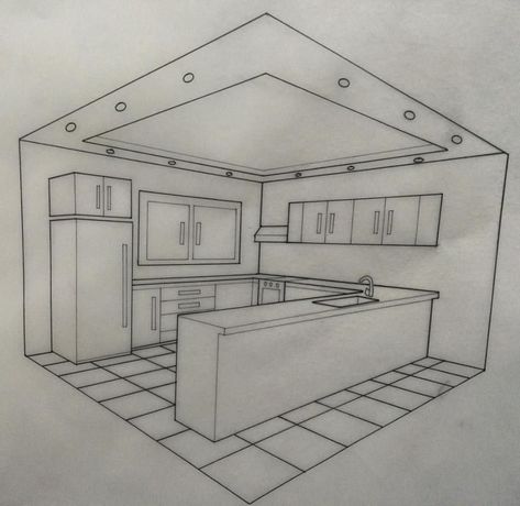 Ideas For Drawing Sketches, House Design Drawing, Interior Design Sketchbook, Drawing Furniture, Furniture Sketch, Furniture Design Sketches, Desain Pantry, Perspective Drawing Architecture, Architecture Drawing Plan