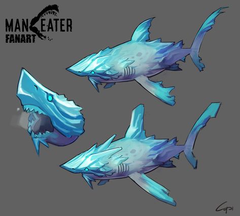 Olivier Désirée - Maneater Fanart Monster Artwork, The Best Game, Shark Art, Creature Artwork, Kaiju Art, Cool Monsters, Fantasy Beasts, Monster Concept Art, Fantasy Creatures Art