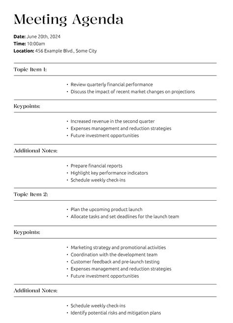 An easy-to-edit meeting agenda template for Google Docs. Agenda Meeting Templates, Meeting Notes Template, Pta Meeting, Service Template, Meeting Agenda Template, Meeting Agenda, Docs Templates, Work Tips, Agenda Template