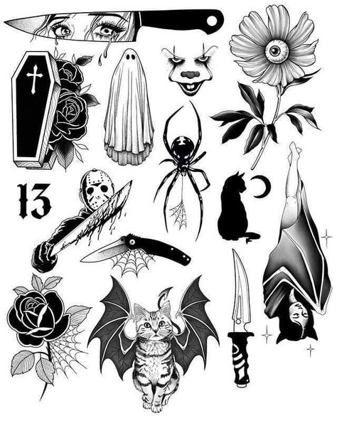 Tattoo Ideas Dark, Dark Tattoo Ideas, Halloween Tattoo Flash, Cute Halloween Tattoos, Ghost Girl, Small Tattoo Ideas, Creepy Tattoos, Doodle Tattoo, Spooky Tattoos