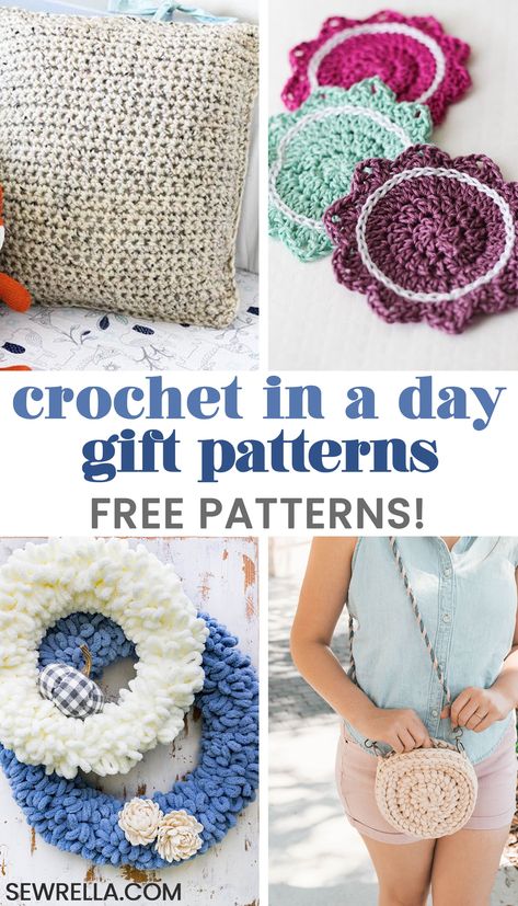 These uber simple patterns will whip in a day! You'll be able to knock out lots of people on your list with my gift patterns - and in no time at all. #crochet #giftpatterns #easypattern #freepattern #forbeginners #howo #sewrella #diy #crafts #crochetgiftpatterns #crochetinaday Crochet In A Day, Diy Crochet Gifts, Quick Crochet Gifts, Braided Scarf, Diy Projects Gifts, Crochet Christmas Gifts, Beginners Crochet, Easy Crochet Projects, Valentines Crochet