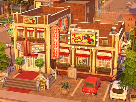 Sims 4 Lounge Lot, Sims Legacy Challenge, Tiny Log Cabin, The Sims 4 Lots, Club Lounge, Portrait References, Jazz Bar, Sims 4 House Building, City Layout