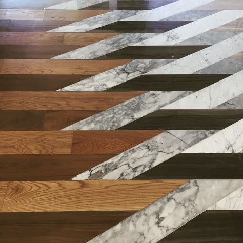 Wood And Stone Flooring Combination, Wood Marble Floor, Wood And Marble Floor, Wood And Tile Flooring Combination, Flooring Design Pattern, Mid Century Modern Flooring, Floor Pattern Design, Wood Floor Pattern, Floor Material