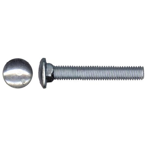 These grade 2 round head carriage bolts by Precision(R) are made with zinc-plated steel. They feature a 1/2"-13 thread and are 8" long. Sold in boxes of 20 bolts, they come without nuts. This type of bolt is primarily used with wood. The square that is found under their head pulls into the wood as the nut is tightened. Their zinc plating grants them a moderate protection against corrosion. | Precision Carriage Bolts - Grade 2 - 1/2"-13 - 8" - 20/Box - Zinc 329-603 Precision | Carriage Bolts - Gr Types Of Bolts, Tile Tools, Carriage Bolt, Nuts And Bolts, Exterior Siding, Metal Buildings, Painting Bathroom, Grade 2, Wood Screws