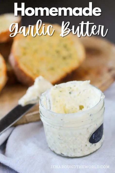 The best homemade garlic butter is simple to make! It has just 4 ingredients and is perfect for everything from potatoes, meat, and veggies to my favorite — garlic bread. Garlic Butter Spread, Make Garlic Butter, Meat And Veggies, Homemade Garlic Butter, 2024 Recipes, Whipped Butter, Herb Seasoning, Butter Spread, Honey Butter