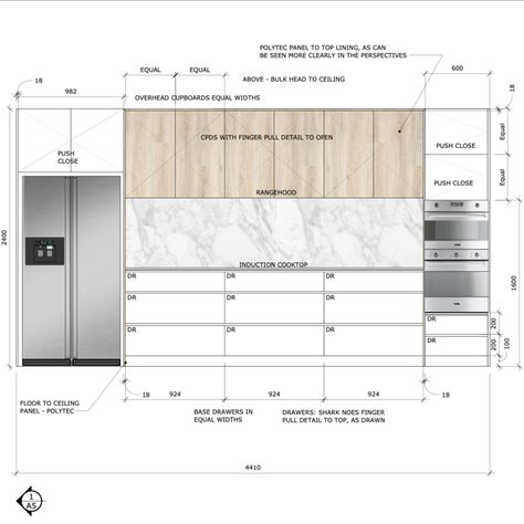 Reka Bentuk Dapur, Minimalistic Kitchen, Detail Arsitektur, Kitchen Layout Plans, Interior Design Drawings, Interior Design Presentation, Furniture Details Design, Modern Kitchen Interiors, Kitchen Interior Design Decor