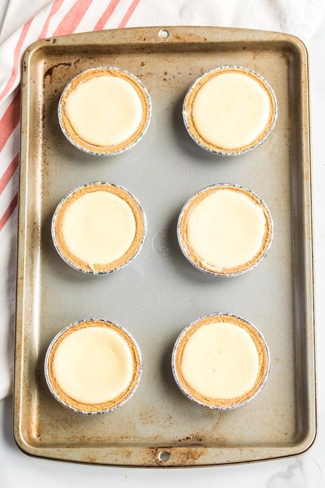 Mini Pie Crust Desserts, Pie Crust Cheesecake, Keebler Cheesecake Recipe, Mini Cheesecake Tarts, Graham Cracker Crust Pie Recipes, Mini No Bake Cheesecake, Graham Cracker Crust Cheesecake, Graham Cracker Pie Crust, Cracker Pie Crust