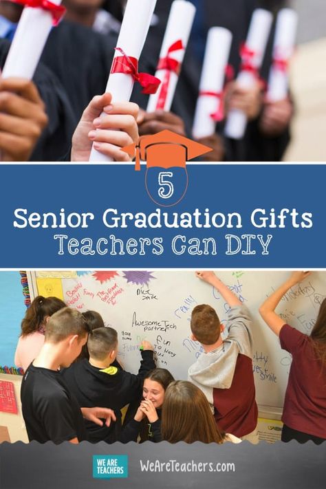 5 Senior Graduation Gifts Teachers Can DIY. Send your high schoolers off to the real world with these meaningful senior graduation gifts that teachers can easily DIY. #highschool #graduationgifts #graduation High School Student Gifts From Teacher Christmas, Senior Gifts From Teachers, High School Student Gifts From Teacher, Small Graduation Gift, Inexpensive Graduation Gifts, Hs Graduation Gifts, High School Senior Gifts, High School Teacher Gifts, High School Grad Gifts