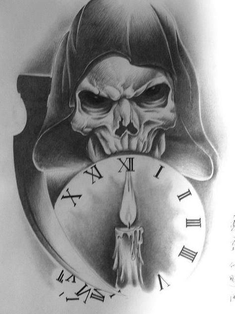 Tato Jam, Tattoo Crane, Evil Skull Tattoo, Totem Tattoo, Grim Reaper Tattoo, Reaper Tattoo, Skull Sleeve Tattoos, Skull Art Drawing, Aleister Crowley