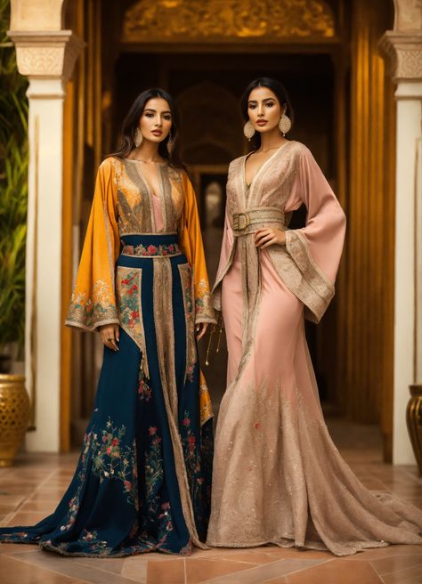 Luxury Kaftan Dress, Moroccan Outfits Women, Arabian Style Dress, Ramadan Dress, Arab Dresses, Middle Eastern Clothing, Morocco Fashion, Egyptian Clothing, Arabian Dress