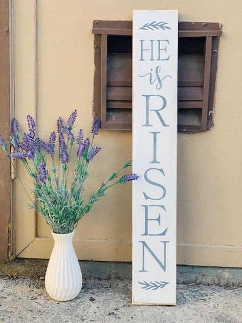 Blonde Mom, Easter Porch, Easter Porch Decor, Large Porch, Easter Wood Signs, He Is Risen Easter, Easter Door Decor, Easter Sign, Easter Door