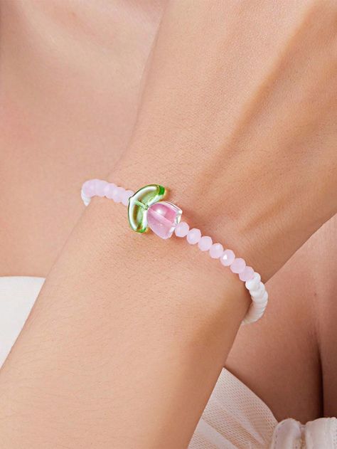 Baby Pink  Collar  Glass   Embellished   Women Fashion Jewelry Tulip Beads Bracelet, Jewelry Accessories Ideas, Pink Collar, Pink Collars, Accessories Ideas, Pink Tulips, Glass Beaded Bracelets, Color Rosa, Cute Pink