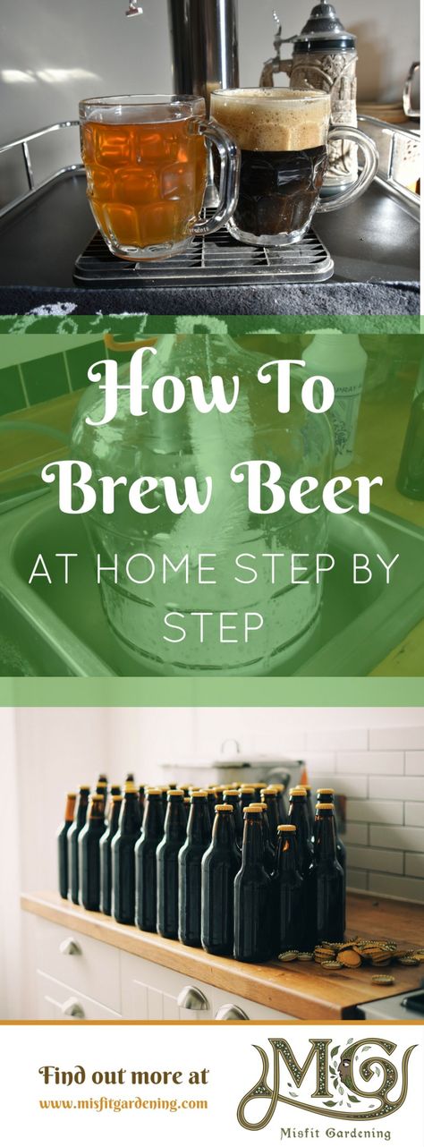 How to brew beer at home step by step. Click to find out how to make beer and home brew or pin it for later How To Brew Beer, How To Make Beer At Home, Beer Brewing Recipes, Beer Brewing Equipment, Home Brewing Equipment, Brewing Recipes, Diy Beer, Homemade Beer, Homebrew Recipes