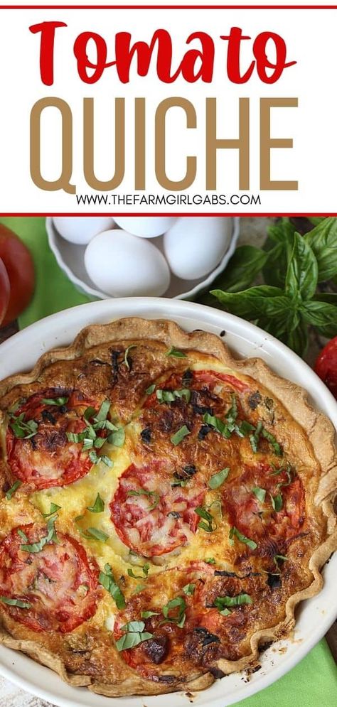 Tomato Pie Recipe Easy, Easy Quiche Recipe, Quiche Recipes Crustless, Tomato Galette, Tomato Quiche, Tomato Breakfast, Tomato Pie Recipe, Vegeterian Recipes, Vegetable Quiche