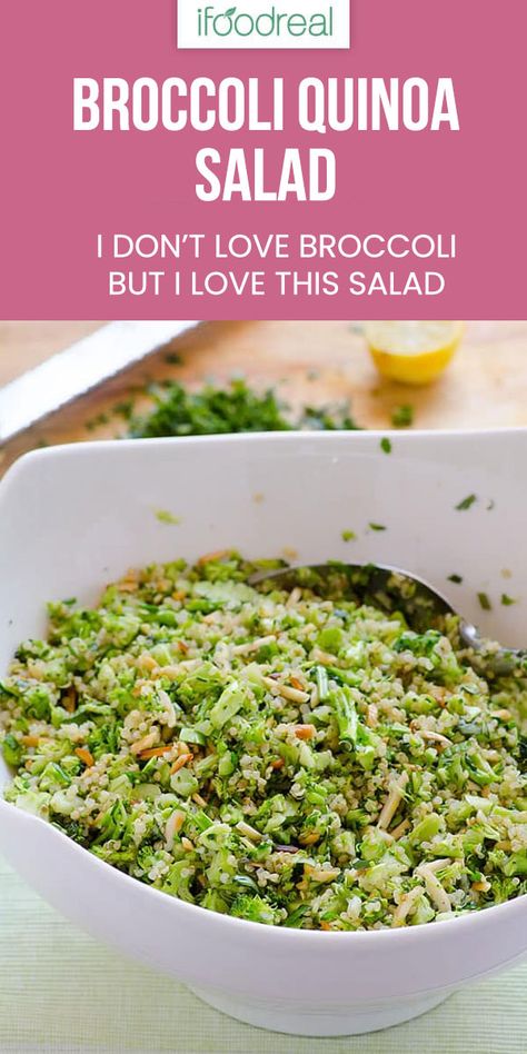 Broccoli And Quinoa Salad, Brocolli Quinoa Recipes, Quinoa And Broccoli Spoon Salad, Quinoa Broccoli Salad, Cold Quinoa Recipes, Quinoa And Broccoli Recipes, Raw Broccoli Recipes, Broccoli Quinoa Salad, Cold Quinoa Salad