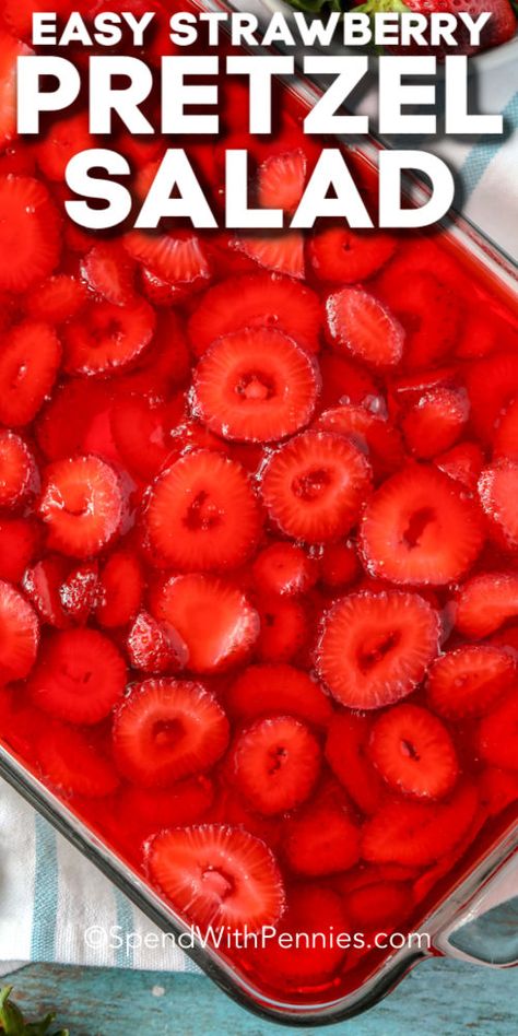 Strawberry Pretzel Jello, Jello Pretzel Salad, Strawberry Pretzel Jello Salad, Pretzel Jello, Strawberry Jello Salad, Strawberry Pretzel Salad Recipe, Strawberry Pretzel Dessert, Pretzel Desserts, Strawberry Pretzel Salad