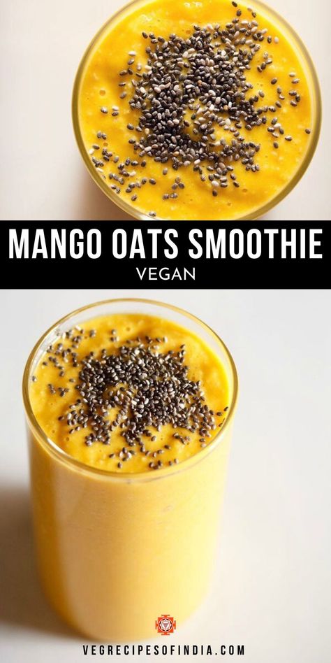 Mango Chia Smoothie, Mango Oats Smoothie, Nut Smoothie Recipe, Rolled Oats Smoothie Recipe, 3 Ingredient Smoothie, Shakes Recipes, Oats Smoothie Recipes, Oats Smoothie, Workout Meals