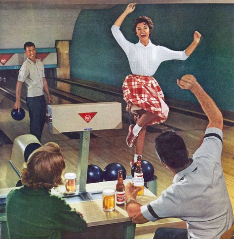 Trophy Shop, Lets Get Drunk, Bowling League, Beer Advertising, Beer Ad, Get Drunk, Bowling Party, Bowling Alley, Vintage Beer