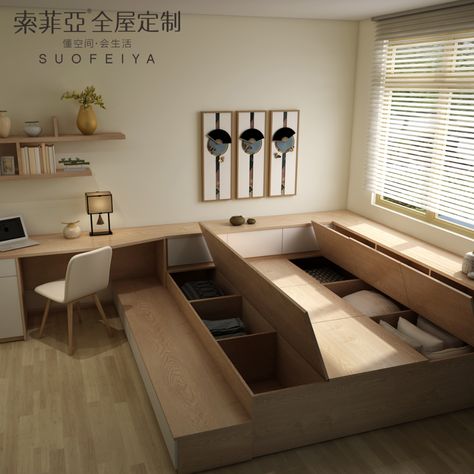 Suofeiya Modern Customized Bedroom Furniture Tatami Beds For Multi-functional Room - Buy Tatami Mat Bed,Japanese Tatami Folding Sofa Bed,Bedroom Furniture Simple Double Bed Product on Alibaba.com Japanese Small Room Ideas, Multi Use Furniture Bedroom, Japanese Folding Bed, Tatami Style Bedroom, Multi Beds In One Room, Japanese Loft Bed, Japanese Tatami Bed, Modern Tatami Room, Japanese Tatami Bedroom