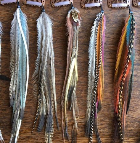 Feather Hair Pieces, Hair Clip In Extensions, Hair Feathers, Bohemian Hair Accessories, Feather Extensions, Feather Hair Extensions, Hair Extension Clips, Rooster Feathers, Hippie Hair