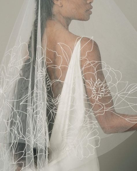 Embroidered Bridal Veil, Hand Embroidered Veil, Unique Wedding Veil, Embroider Veil, Gold Wedding Veil, Embroidery Wedding Veil, Floral Veils, Pearl Beaded Veil, Veil Inspiration