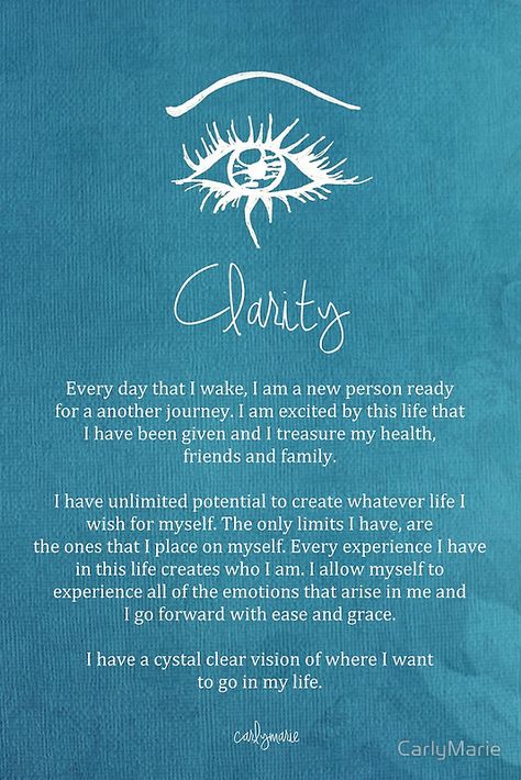 Affirmation - Clarity by CarlyMarie Meditation Relaxation, Morning Affirmations, Affirmations Positives, Mind Body Soul, Positive Life, Daily Affirmations, Spiritual Awakening, Positive Thoughts, Positive Thinking