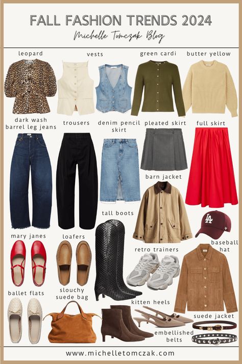 Staple Fall Wardrobe Pieces, Wardrobe Outfits Ideas, Dress With Loafers Outfit, Slouchy Bags, Embellished Belts, Fall Denim Trends, Autumn Capsule Wardrobe, Green Butter, Red Loafers