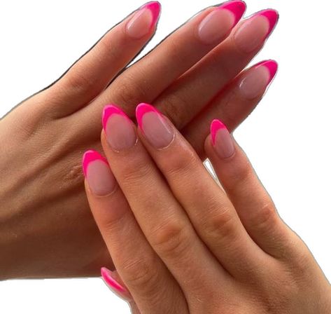 Dark Pink Nail Polish, Hot Pink French Tip Nails, Hot Pink French Tip, Hot Pink Nail Polish, Pink French Tip Nails, Nails Hot Pink, Dark Pink Nails, Pink French Tip, Hoco Nails