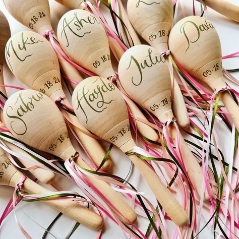 The prettiest spring time colours 🌸 - - - - - - - - - - 🏷️ wedding decor, personalised tambourines, personalized tambourines, personalised maracas, wedding maracas, wedding place settings, event planners uk, destination weddings, hand lettering, unique weddings, 2024 weddings, 2025 weddings #2024wedding #2025wedding #weddingplacesetting Maracas Party Favor, Tambourine Wedding Favors, Maracas Wedding Favor, Wedding Tambourine, Kateb Kitab, Maracas Wedding, Wedding Maracas, Weddings 2025, Latin Wedding