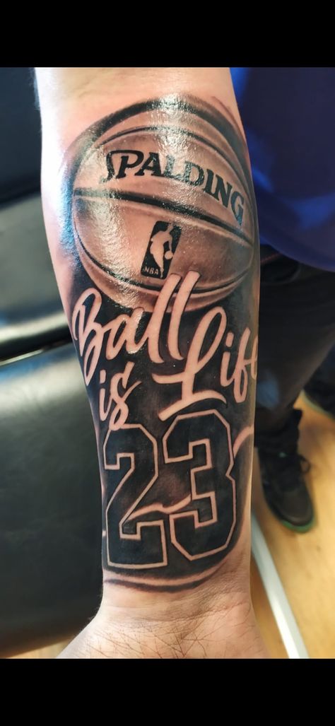 Basketball With Crown Tattoo, Tattoo Ideas For Basketball Players, Basketball Tattoos For Men Ideas, Basketball Tattoos For Men, Basketball Tattoo Ideas, Basketball Tattoos, Sport Tattoos, Stomach Tattoos Women, Black Men Haircuts