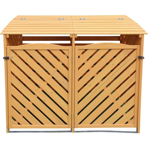 Wood Siding Colors, Garbage Storage, Outdoor Trash Cans, Wood Storage Sheds, Bin Storage, Your Trash, Wood Store, Wood Roof, Outdoor Storage Cabinet