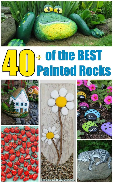 Rock Painting Patterns Templates, Painting Ideas On Rocks, Diy Rock Garden Ideas, Large Rock Painting Ideas, Animal Rock Painting Ideas, Pebble Painting Ideas, Animal Rock Painting, Rock Art Garden, Painted Rocks For Garden