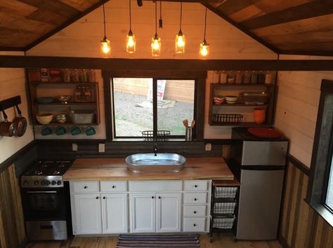 Clear Creek Tiny Home 001 Granny Pods, Tiny House Towns, Interior Design Minimalist, Shed To Tiny House, Portable Buildings, Outdoor Kitchen Appliances, Cabin Kitchens, Tiny House Kitchen, Tiny Cabin