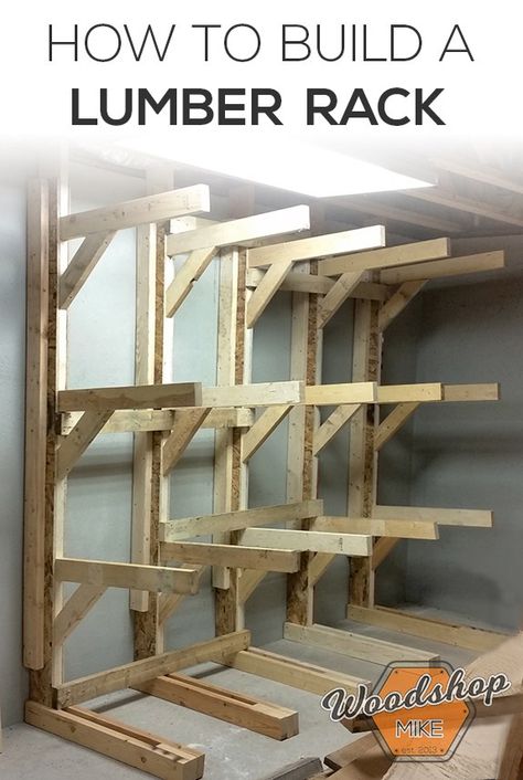 Lumber Storage Rack, Wood Storage Rack, Lumber Rack, Lumber Storage, Wood Crafting Tools, Wood Rack, Diy Garage Storage, Woodworking Workbench, Beginner Woodworking Projects