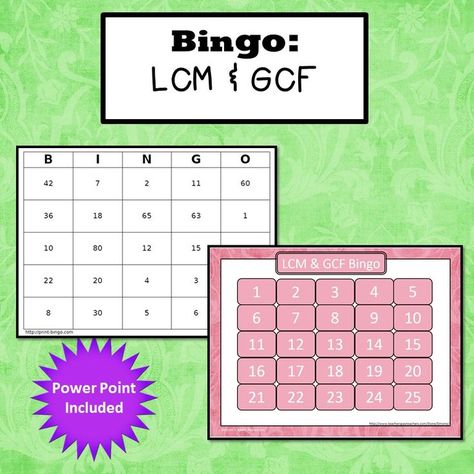 Lowest common multiple and greatest common factor Bingo. (LCM and GCF) Simone's Math Resources Hcf And Lcm Activity For Class 5, Gcf And Lcm Activities, Lcm Activities, Lowest Common Multiple, Gcf And Lcm, Lcm And Gcf, Greatest Common Factor, Math Bingo, Prime Factorization