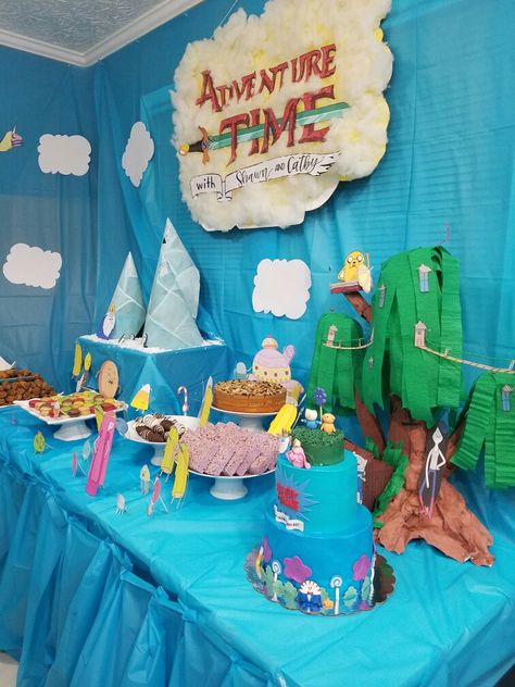 Adventure Time First Birthday, Adventure Time Activities, Adventure Time Promposal, Adventure Time Birthday Decorations, Adventure Time Decorations Party, Adventure Time Birthday Party Theme, Adventure Time Baby Shower Ideas, Adventure Time Decorations, Adventure Time Birthday Party Ideas