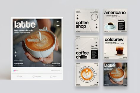 Coffee Shop Social Media Post Templates, Social Media ft. coffee & cafe - Envato Coffee Shop Social Media Design, Social Media Coffee Shop, Coffee Shop Instagram Post, Coffee Shop Social Media Posts, Coffee Social Media Design, Coffee Shop Social Media, Aesthetic Post, Coffee Roastery, Social Templates