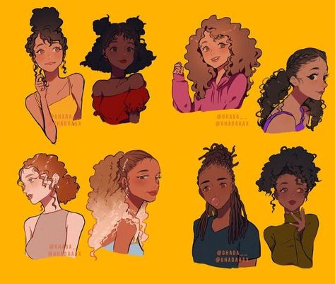 Kunstjournal Inspiration, Curly Hair Drawing, Hair Drawing, Drawing Style, Cute Art Styles, 영감을 주는 캐릭터, Girls Cartoon Art, How To Draw Hair, Art Reference Photos