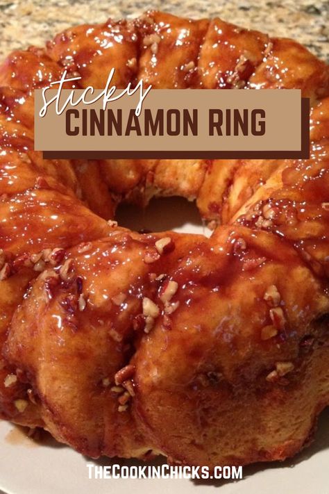 Using only 6 ingredients, this Sticky Cinnamon Ring comes together in no time and is packed with flavor! Serve with a cup of coffee and you have a morning treat everyone will enjoy! The Cookin Chicks, Coffee Ring, Chicke Recipes, Delicious Chicken Dinners, Bowl Of Cereal, Cinnamon Coffee, Impressive Recipes, Weekend Breakfast, Monkey Bread