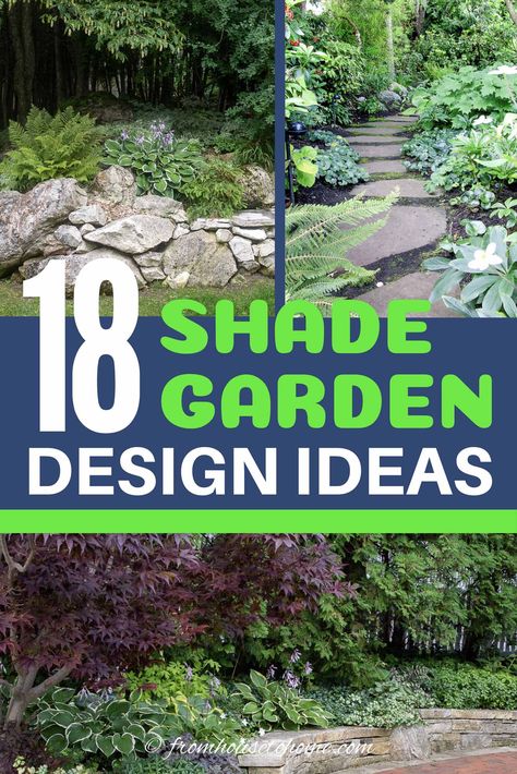 Shade Garden Design Ideas (How To Design A Stunning Shade Garden-With Pictures) - Gardening @ From House To Home Shade Rock Garden Ideas Landscaping, Formal Shade Garden Design, Ideas For Shady Corner Of Garden, Shaded Hillside Landscaping Ideas, Corner Garden Ideas Landscape Design Small Spaces, Landscape Ideas For Shaded Backyard, Shady Gardens Ideas, Shaded Corner Yard Ideas, Shade Garden Pathways