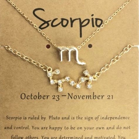 Scorpio Zodiac Signed Necklace+Bracelet Set With Card. Bracelet Card, Zodiac Sign Necklace, Scorpio Zodiac, Necklace Bracelet, Glow Up?, Bracelet Set, Zodiac Signs, Necklaces Bracelets, Signs