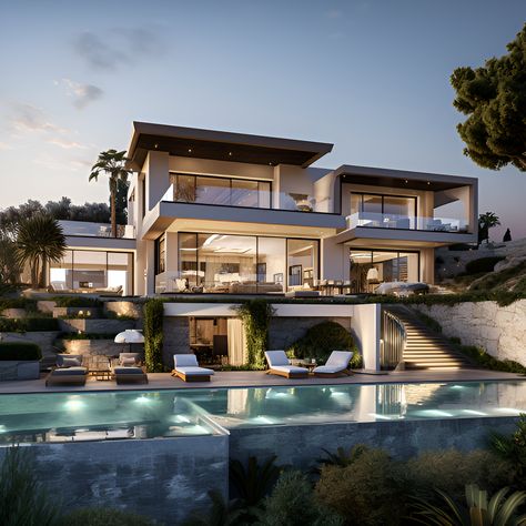 Luxurious Dream House, Modern Luxury House Exterior, Modern Mansion Exterior Luxury, Seaview House, Beach House Backyard, New Model House, Futuristic House, Luxury Villa Design, Luxury Beach House