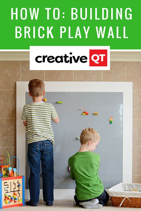 How To Build a LEGO Compatible Play Wall – Creative QT Makerspace Projects, Play Wall, Makerspace Ideas, Toy Clutter, Word Boxes, Lego Wall, Plywood Board, Steam Learning, Kid Hacks