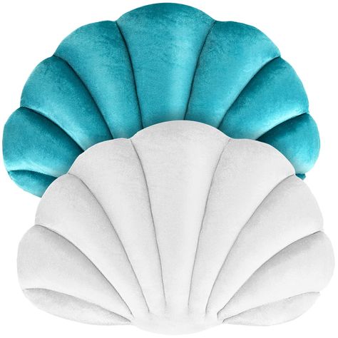 PRICES MAY VARY. Cotton,polyester Fabric Ocean Themed Home Decor: there are 2 pieces of seashell shaped throw pillows in white and light blue color, 1 piece of each color, with bright colors and delicate appearance, which can satisfy your different decoration demands, ideal for creating ocean themed style home decor Soft and Comfortable: the cute seashell pillows are made of quality polyester fabric and PP cotton filling material, no toxicity and no nasty smell, not easy to tear, fade or deform, Bed Sofa Living Room, Ocean Bedding, Room Decor White, Ocean Themed Rooms, Shell Pillow, Pillows Cute, Seashell Pillow, Under The Sea Theme, Sofa Living Room