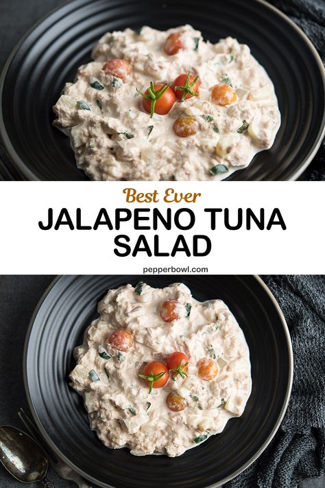 Spicy Tuna Salad, Tuna Fish Salad, Tuna Salad Recipe Healthy, Best Tuna Salad Recipe, Best Tuna Salad, Chopped Salad Recipes, Jalapeno Recipes, Tuna Salad Recipe, Cold Pasta Salad