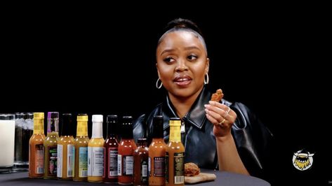 Quinta Brunson rates comedy shows while devouring spicy wings on 'Hot Ones' Hot Ones Interview, Quinta Brunson, First We Feast, Comedy Shows, Spicy Wings, Hot Ones, Parks N Rec, Comedy Show, Interview